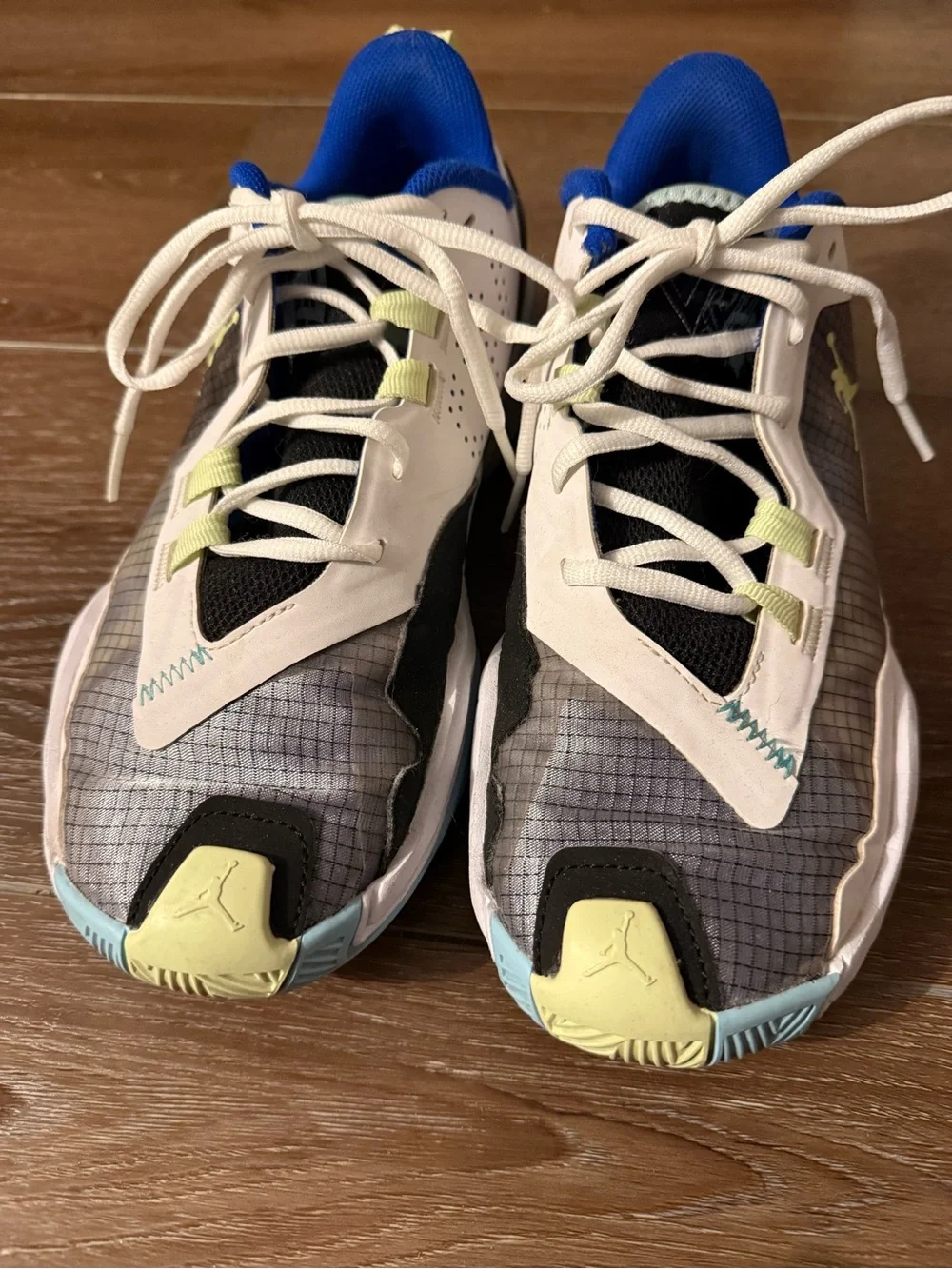 Jordan Men’s Sneakers in Gray, White & Light Blue with Yellow Accents
